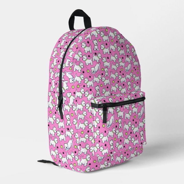 Playful Westies KiniArt  Printed Backpack (Back Corner Left)