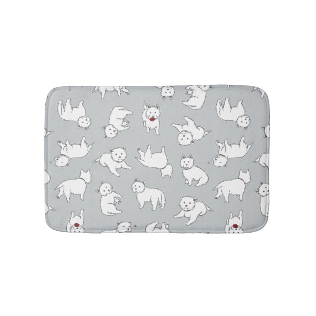 Playful Westies Non-Skid Bath Mat (Front)