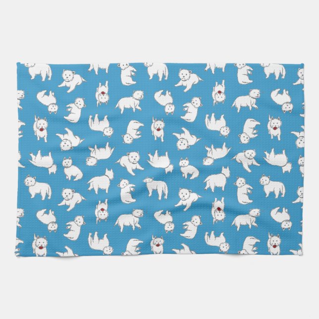 Playful Westies Tea Towel (Horizontal)