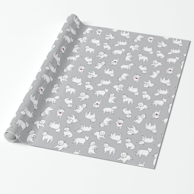 Playful Westies Wrapping Paper (Unrolled)