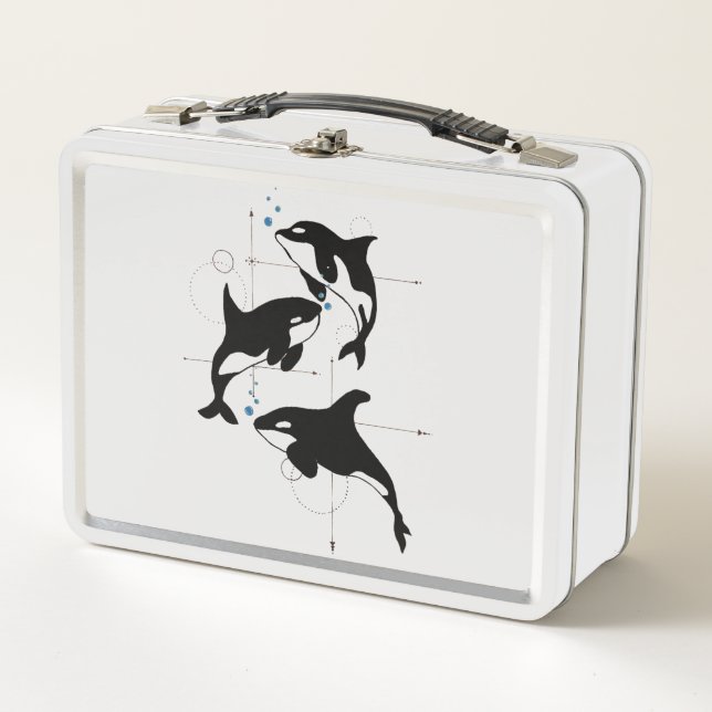 Playful Whales Metal Lunch Box (Front)