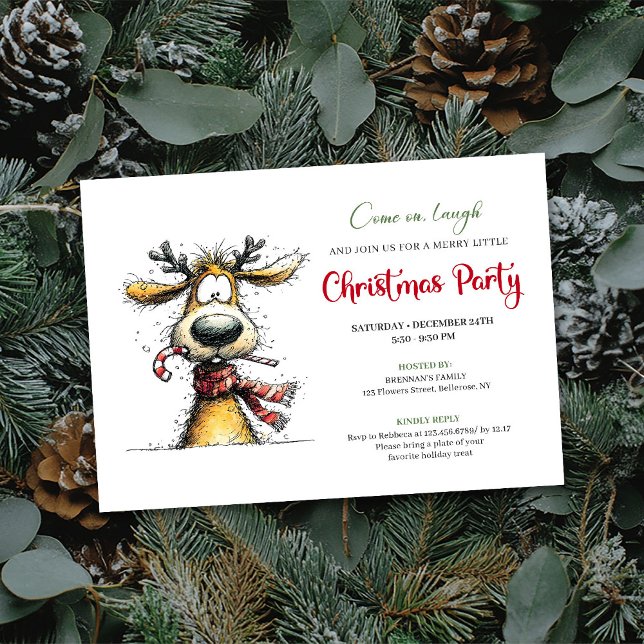 Playful Whimsical Reindeer Holiday Invitation (Playful Whimsical Reindeer Holiday Invitation)