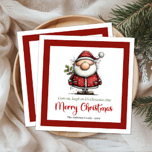 Playful Whimsical Santa Humor Christmas Paper Dinner Napkins