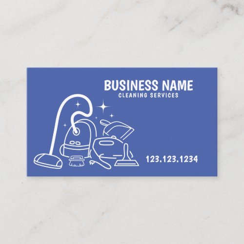 Playful White and Blue Maid Cleaning Service Business Card