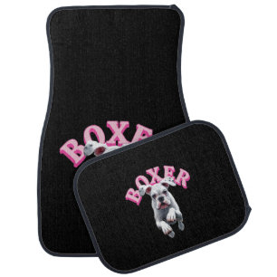 Playful White Boxer Dog Car Floor Mat