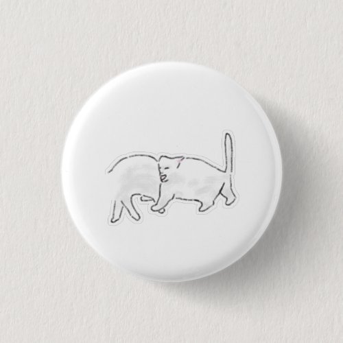 Playful White Cats Minimalist Button