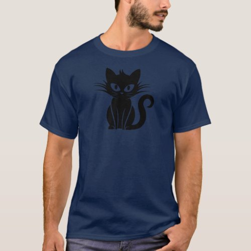 Playful White_Eyed Black Cat Halloween Top