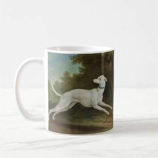 Playful white greyhound coffee mug