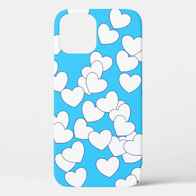Playful White Hearts on Beautiful Blue Case-Mate iPhone Case (Back)