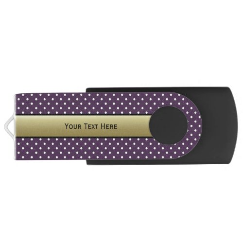 Playful White Polka Dots On Acai Purple And Gold  USB Flash Drive