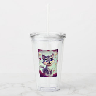 Playful Wolf Acrylic Tumbler
