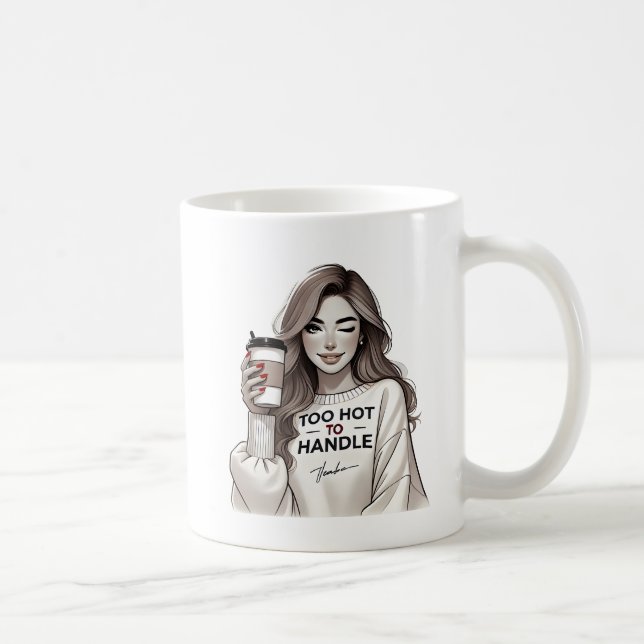 Playful Woman Winking with Coffee Cup (Right)