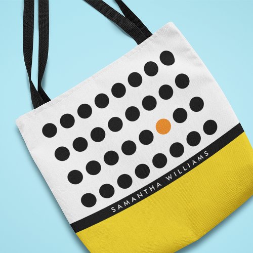 Playful Yellow and Black Polka Dots Personalized Tote Bag