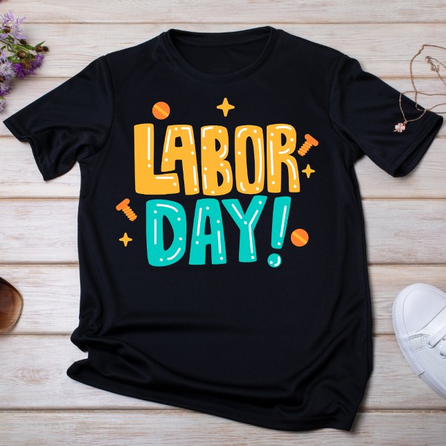 Playful Yellow and Teal Labor Day T-Shirt (Creator Uploaded)