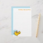 Playful Yellow Baby Duck Blue Dot Kid&#39;s Thank You Stationery