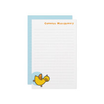 Playful Yellow Baby Duck Blue Dot Kid's Thank You Stationery