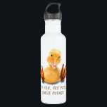 Playful Yellow Duck Funny Water Bottle - Smile<br><div class="desc">Funny Water Bottle with Yellow Duck Playful Wink Happy Smile Cartoon Drawing and Text - Choose / Add Your Unique Text / Font / Color - Make Your Special Gift - Resize and move or remove and add elements / image with customization tool ! - Drawing and Design by MIGNED....</div>