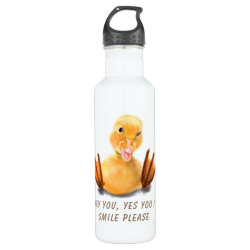 Playful Yellow Duck Funny Water Bottle _ Smile