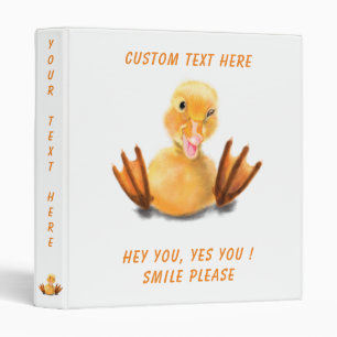 Playful Yellow Duckling 3 Ring Binder Happy Smile