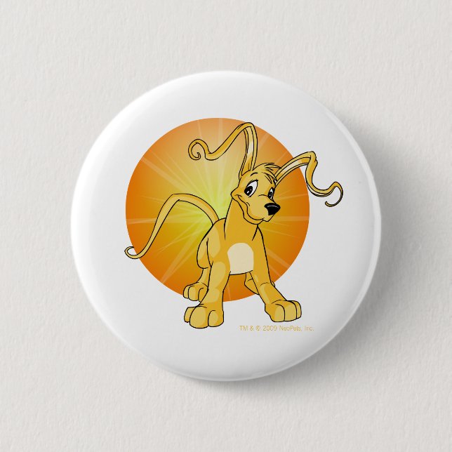 Playful yellow Gelert Pinback Button (Front)