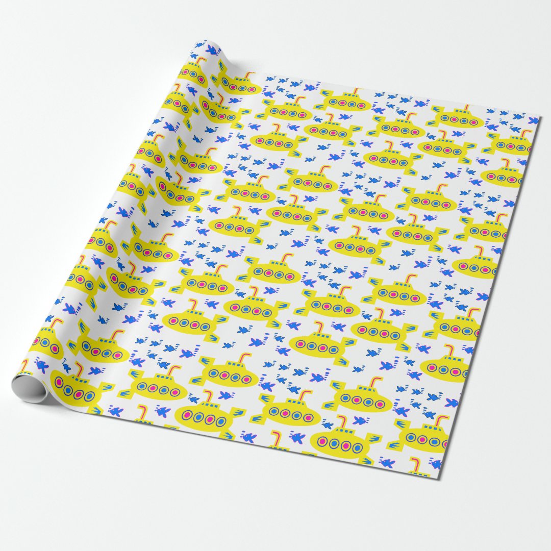 Playful Yellow Submarines Wrapping Paper | Zazzle