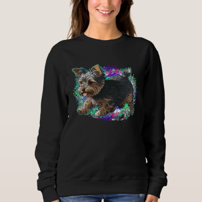 Playful Yorkshire Terrier Dog Pop Art Proud Yorkie Sweatshirt