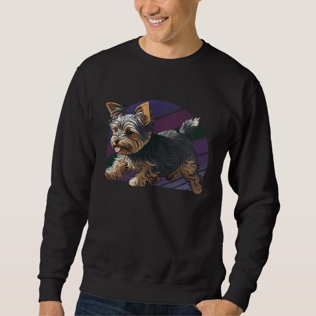 Playful Yorkshire Terrier Dog Pop Art Proud Yorkie Sweatshirt (Front)