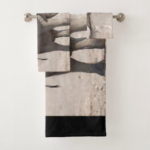 Playful young elephant bath towel set