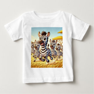 Playful Zebras in the Savanna – Cartoon T-Shirt 