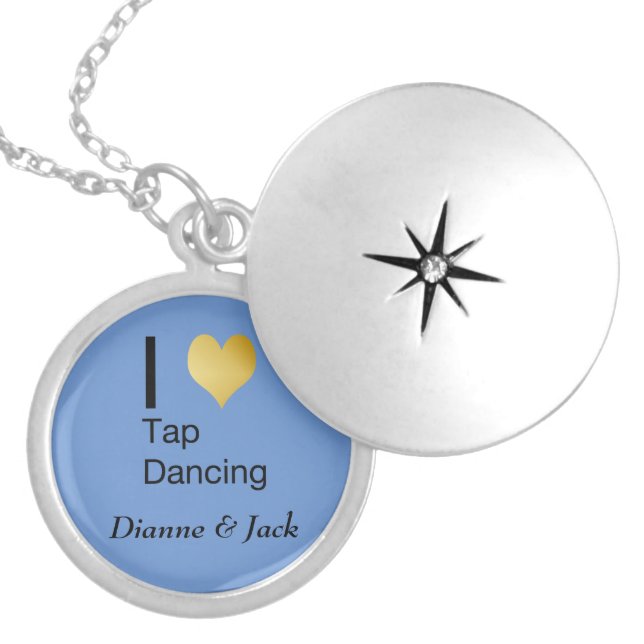 Playfully Elegant  I Heart Tap Dancing Locket Necklace (Front)