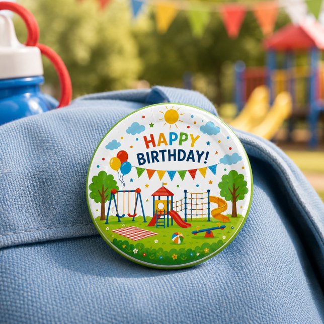 Playground Adventure 6th Birthday Park Party Button (Playground Adventure 6th Birthday Park Party Balloon
)
