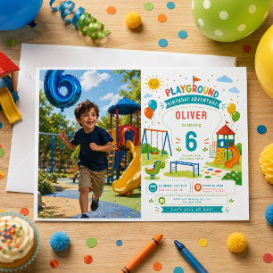 Playground Adventure 6th Birthday Park Party Invitation