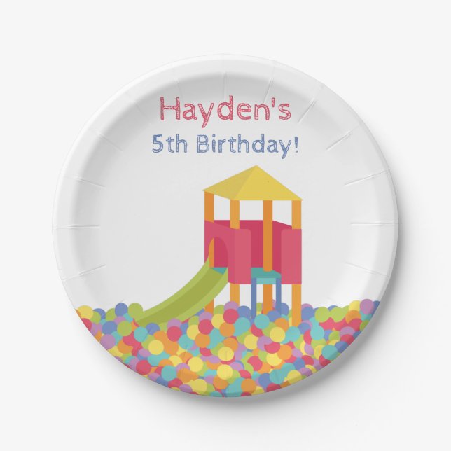 Playground Ball Pits Kid Birthday Party Supplies Paper Plates (Front)
