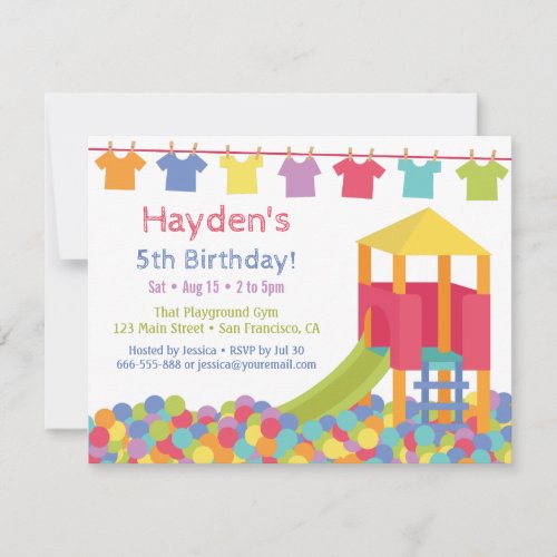 Playground Ball Pits Kids Tshirts Birthday Party Invitation