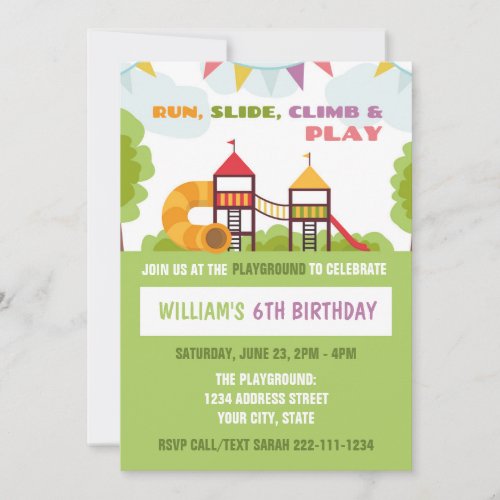 Playground Birthday Invitation Park Party Invitat Invitation