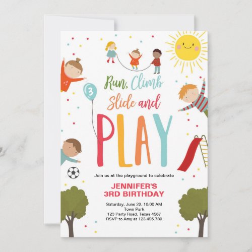 Playground Birthday Invite Party In The Park Boy