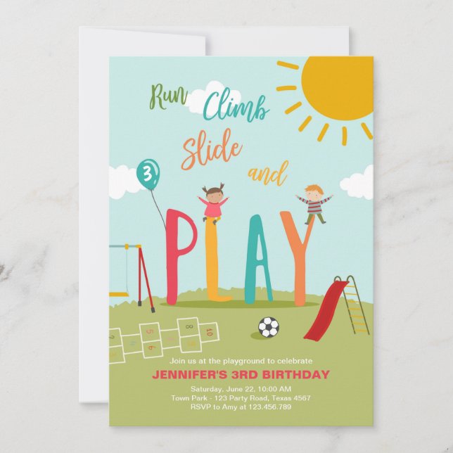 Playground Birthday Invite Party In The Park Boy (Front)