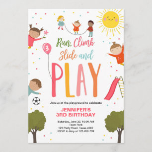 Playground Birthday Invite Party In The Park Girl