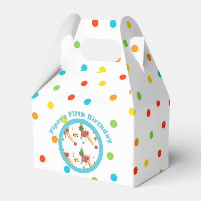 Playground Birthday Party Favor Box Polkadot  (Front Side)
