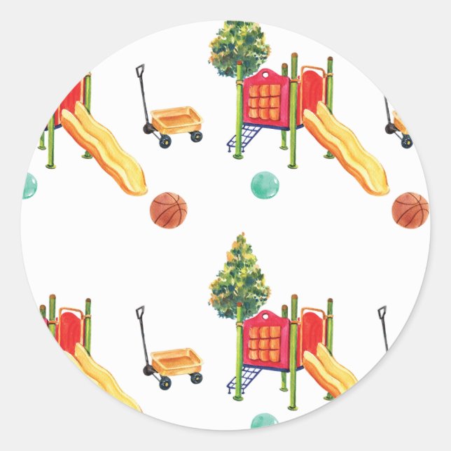Playground Birthday Party Sticker Favor Tag Summer (Front)
