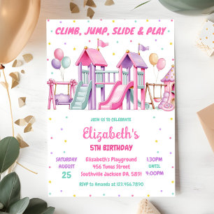 Playground, Bounce Jump, Trampoline Birthday Invitation