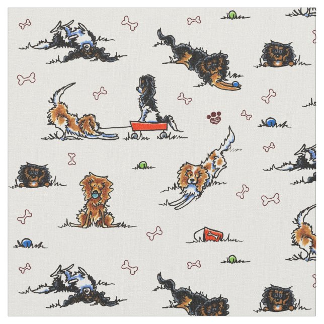 Playground Cavalier CKCS Spaniels White Fabric (Close Up)
