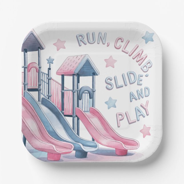 Playground Fun Birthday Bash Paper Plates (Front)