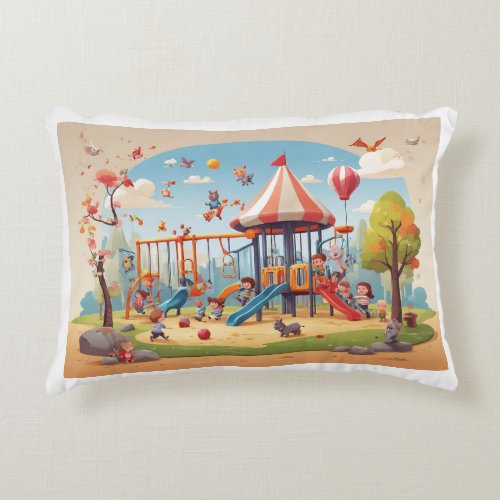 Playground Fun Children and Animals Design _ Appa Accent Pillow