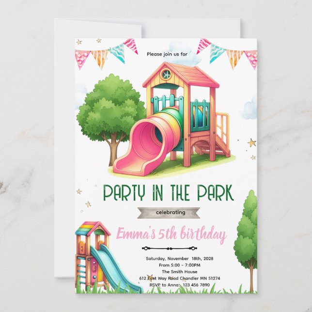 Playground girl theme birthday invite (Front)