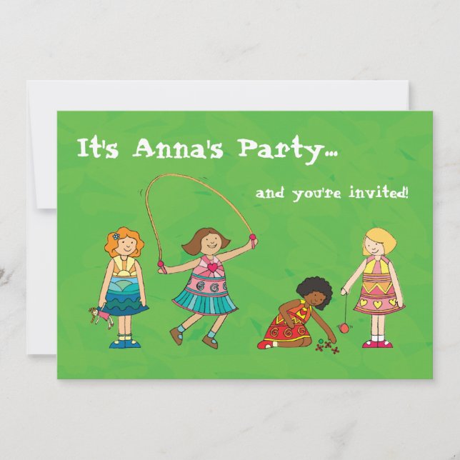 Playground girls birthday party invitation (Front)