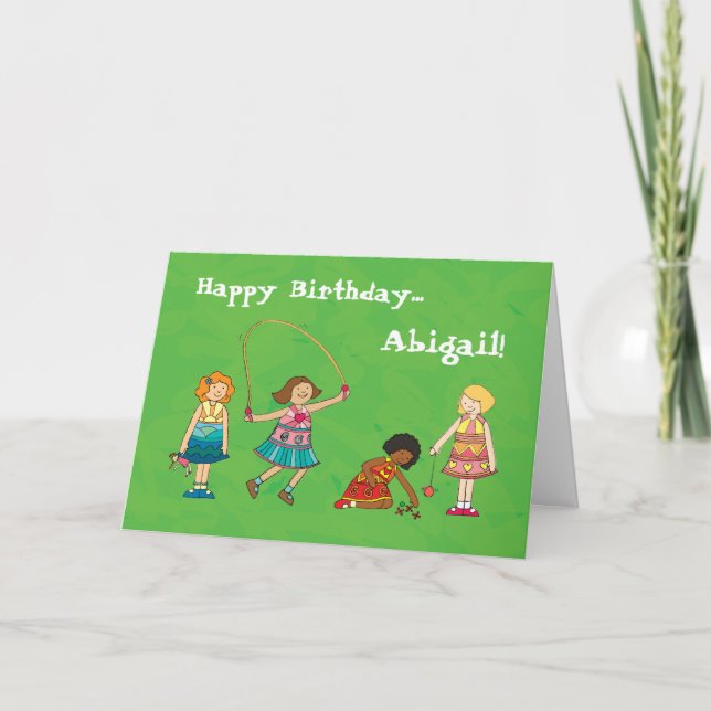 Playground Girls personalized birthday card (Front)