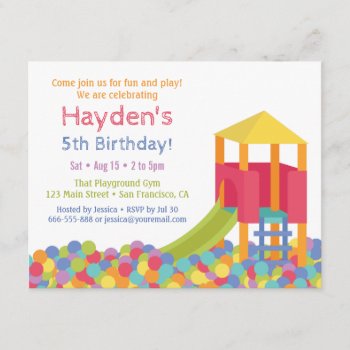 Playground Gym Ball Pits Kid Birthday Party Invitation by RustyDoodle at Zazzle
