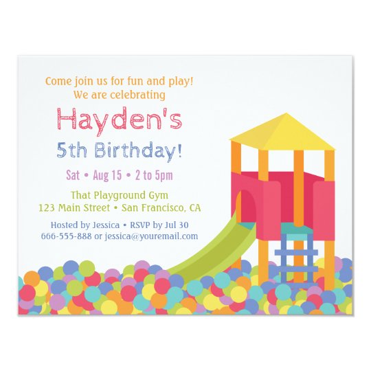 Playground Gym Ball Pits Kid Birthday Party Invitation Zazzle Com