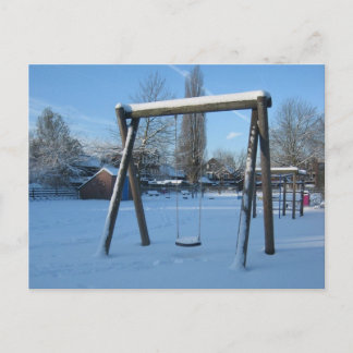 Playground in the snow postcard